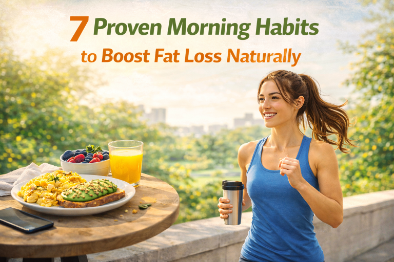 7 proven morning habits to boost fat loss naturally including hydration, exercise, healthy breakfast, and active lifestyle