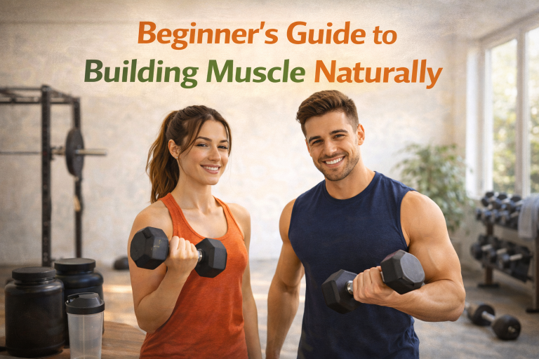 Beginner’s Guide to Building Muscle Naturally Beginner’s guide to building muscle naturally with weight training, protein diet, and fitness routine in gym