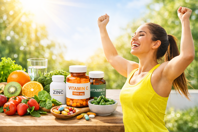 Best Vitamins for Energy and Immunity Healthy foods and vitamins for energy and immunity including fruits, supplements, and nutrition for boosting energy and immune system