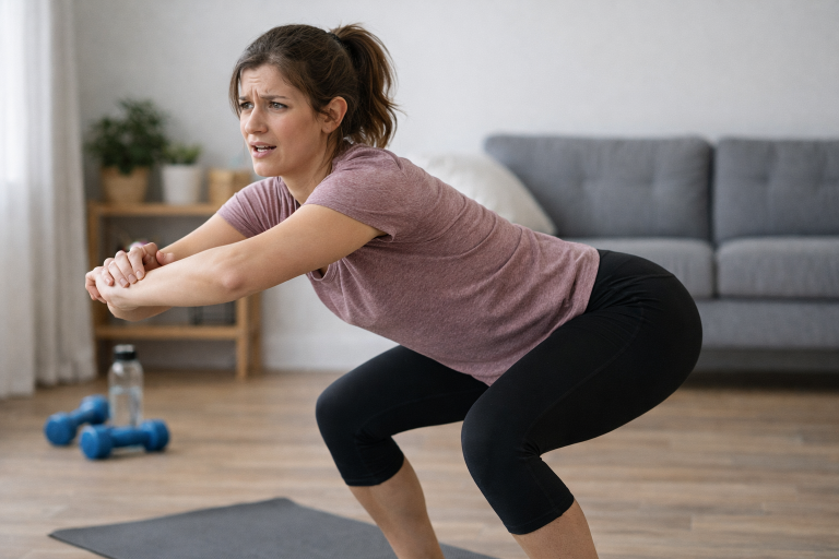 Common Fitness Mistakes Beginners Make Daily (And How to Avoid Them) Beginner making fitness mistakes during home workout