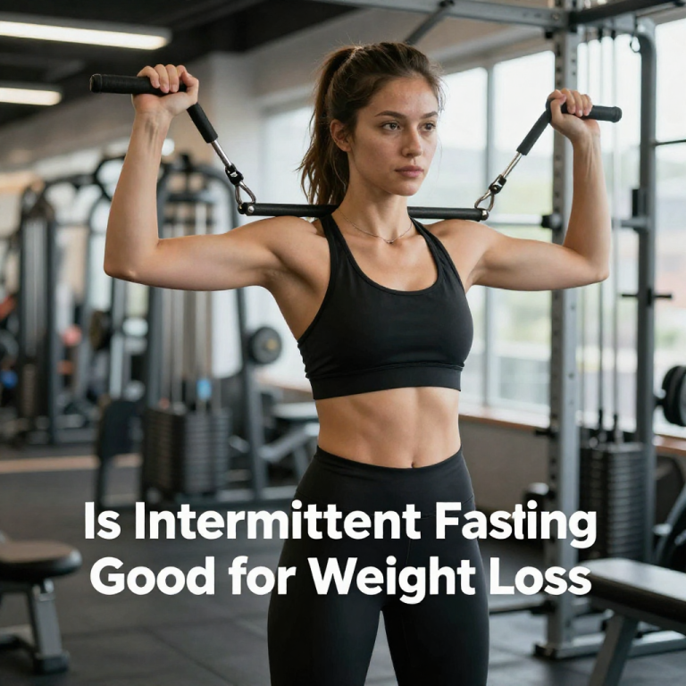 Is Intermittent Fasting Good for Weight Loss? Intermittent fasting for weight loss showing eating window, clock, and healthy meals for fat loss and metabolism