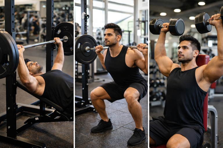 6 Day Gym Workout Schedule for Muscle Gain & Fat Loss (Complete Weekly Plan) 6 day gym workout schedule with exercises like bench press, squats, and shoulder workouts